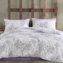 Lenjerie pat Ranforce Cotton Pro Bumbac 100%, King Size, 4 piese Buchet floral Mov RCP59