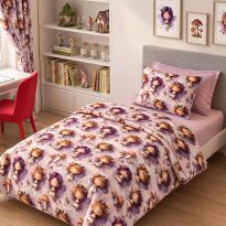 Lenjerie pat Ranforce Cotton Pro Bumbac 100%, 1 persoana cu husa, 3 piese Moderna Lila RCP71 Ralex Pucioasa