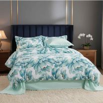 Lenjerie pat Ranforce Cotton Pro Bumbac 100%, 1 persoana, 3 piese Imprimeu floral Verde RCP8