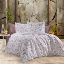 Lenjerie pat Ranforce Cotton Pro Bumbac 100%, King Size, 4 piese Eleganta Mov RCP17