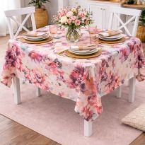 Fata de masa antimurdarire 140x180 cm, Imprimeu trandafiri Crem/Roz Ralex Pucioasa