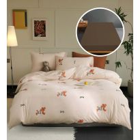 Lenjerie pat Tricot Bumbac 100% cu husă pentru saltea de 160/180cm x 200cm, pilotă 200x230 cm, 2 fețe perne 50x70 cm, Portocaliu, Pucioasa, Răsfăț Natural