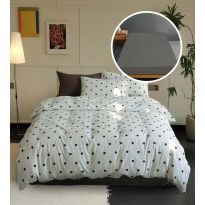 Lenjerie pat Tricot Bumbac 100% cu husă pentru saltea de 160/180cm x 200cm, pilotă 200x230 cm, 2 fețe perne 50x70 cm, Alb, Pucioasa, Răsfăț Natural