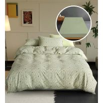 Lenjerie pat Tricot Bumbac 100% cu husă pentru saltea de 160/180cm x 200cm, pilotă 200x230 cm, 2 fețe perne 50x70 cm, Verde Lime, Pucioasa, Răsfăț Natural