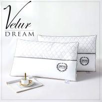 Pernă pană și puf de gâscă VELUR DREAM 50x70 cm, fața PERCALE bumbac 100% dublat cu poliuretan, Alb