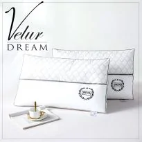 Pernă pană și puf de gâscă VELUR DREAM 50x70 cm, fața PERCALE bumbac 100% dublat cu poliuretan, Alb