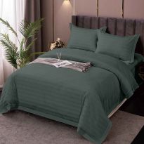 Lenjerie pat dublu XXL Damasc Policoton, cearsaf pat 230x260 cm, pilota 200x230 cm, 2 fete perne 50x70 cm, Gri antracit IMP18