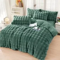 Lenjerie pat dublu Cocolino Spot cu blanita 4 piese, cearsaf pat 230x250 cm, pilota 200x230 cm, 2 fete perna 50x70, Verde, Pucioasa