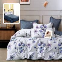 Lenjerie de pat dublu bumbac Finet 6 piese 220 x 240 cm, pilota 200x220 cm, 2 fete perna 50x70 si 70x70 cm, Mov / Gri, Pucioasa VICTORIA