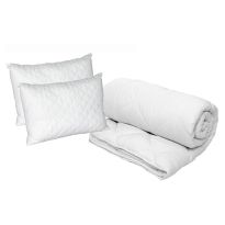 Pachet economic lenjerie pat dublu Finet 6 piese cu husa la saltea + 2 perne matlasate 50x70 cm + pilota 200x215 cm primavara toamna HF6P228