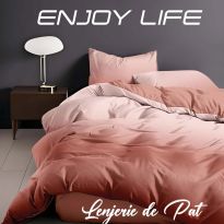 Lenjerie pat Finet Enjoy Life 6 piese, cearșaf pat 240x260 cm, pilotă 200x230 cm, 2 fețe perne 50x70 cm și 70x70 cm, Portocaliu
