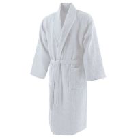 Halat baie si SPA Hotel gofrat tip fagure si guler Kimono 100% Bumbac, Alb L/XL 