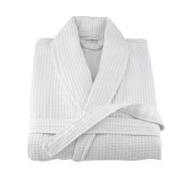 Halat baie si SPA Hotel gofrat tip fagure si guler Kimono 100% Bumbac, Alb XXL 