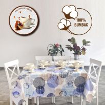 Fata de masa antimurdarire 100% Bumbac 160x220 cm, Cercuri colorate Albastru