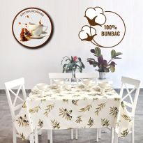 Fata de masa antimurdarire 100% Bumbac 160x220 cm, Crengute de măslin Verde