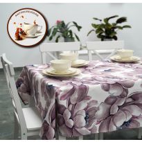 Fata de masa antimurdarire 100% Bumbac 160x320 cm,  Floare Alb Mov