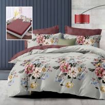 Pachet economic lenjerie pat dublu Finet 6 piese cu husa la saltea + 2 perne matlasate 50x70 cm + pilota 200x215 cm primavara toamna EMILY