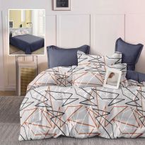 Pachet economic lenjerie pat dublu Finet 6 piese + 2 perne matlasate 50x70 cm + pilota 200x215 cm primavara toamna EVELYN