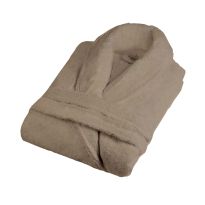 Halat de baie si SPA Hotel cu guler Kimono Velur 100% Bumbac, unisex L-XL, 420 grame/mp, Cappucino