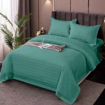 Lenjerie pat dublu XXL Damasc Policoton, cearsaf pat 230x260 cm, pilota 200x230 cm, 2 fete perne 50x70 cm, Verde IMP22