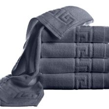 Pachet 5 prosoape baie de fata 50x90 cm Bumbac 100%, Greek Border 500 grame/mp, Gri Inchis