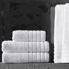 Prosop baie de fata 50x90 cm Bumbac 100% Bordura Linii 550 grame/m2 Alb