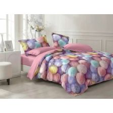 Lenjerie pat dublu Finet Bumbac 6 piese cu husa saltea 160x200 sau 180x200 cm, pilota 200x230 cm, 2 fete perna 50x70 si 70x70 cm, Roz Pudra, Pucioasa 