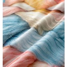 Lenjerie pat dublu Finet Bumbac 6 piese cu husa saltea 160x200 sau 180x200 cm, pilota 200x230 cm, 2 fete perna 50x70 si 70x70 cm, Roz/Albastru, Pucioasa 