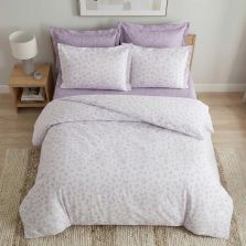 Lenjerie pat Ranforce Cotton Pro Bumbac 100%, 1 persoana cu husa, 3 piese Eleganta Alb/Mov RCP32