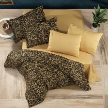 Lenjerie pat Ranforce Cotton Pro Bumbac 100%, 1 persoana, 3 piese Animal Print Galben/Maro RCP11