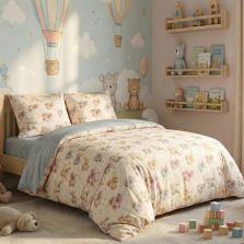 Lenjerie pat Ranforce Cotton Pro Bumbac 100%, King Size, 6 piese Ursuleti Bej RCP23