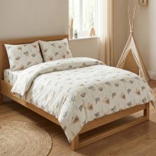 Lenjerie pat Ranforce Cotton Pro Bumbac 100%, King Size cu husa, 6 piese Imprimeu ursuleti Bej RCP28