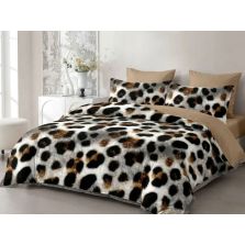 Lenjerie pat dublu Finet Bumbac 6 piese cu husa saltea 160x200 sau 180x200 cm, pilota 200x230 cm, 2 fete perna 50x70 si 70x70 cm, Maro/Gri, Pucioasa 