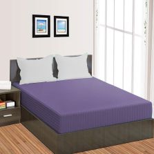Cearsaf de pat cu elastic Damasc Policoton dunga 1 cm, 230x250 cm pentru saltea 180x200 cm, Lila Iris