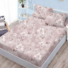 Set husă pat Finet Elegance + 2 fețe perne pentru saltea de 160x200 cm, Bujori, Roz Ralex Pucioasa