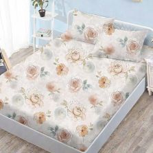 Set husă pat Finet Elegance + 2 fețe perne pentru saltea de 160x200 cm, Trandafiri mari, Portocaliu Ralex Pucioasa