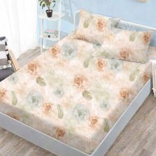 Set husă pat Finet Elegance + 2 fețe perne pentru saltea de 160x200 cm, Trandafiri, Portocaliu Ralex Pucioasa