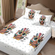 Set husă pat Finet Elegance + 2 fețe perne pentru saltea de 160x200 cm, Bufniță, HF2FP94