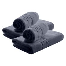 Set 4 prosoape baie 2 de corp 70x140 cm si 2 de fata 50x90 cm Bumbac 100% Greek Border 500 grame/mp, Gri Inchis