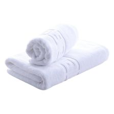 Set 2 prosoape baie corp 70x140 cm si fata 50x90 cm Bumbac 100% Greek Border 500 grame/mp, Alb