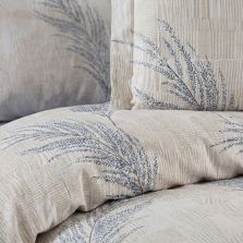 Lenjerie pat Ranforce Cotton Pro Bumbac 100%, King Size cu husa, 4 piese Moderna Bej/Albastru RCP51, Ralex Pucioasa