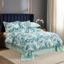 Lenjerie pat Ranforce Cotton Pro Bumbac 100%, King Size, 6 piese Imprimeu floral Verde RCP8