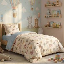 Lenjerie pat Ranforce Cotton Pro Bumbac 100%, King Size, 6 piese Ursuleti Bej RCP23