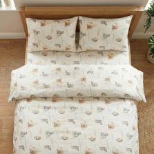 Lenjerie pat Ranforce Cotton Pro Bumbac 100%, King Size, 6 piese Imprimeu ursuleti Bej RCP28