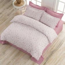 Lenjerie pat Ranforce Cotton Pro Bumbac 100%, King Size, 6 piese Floricele Roz RCP29