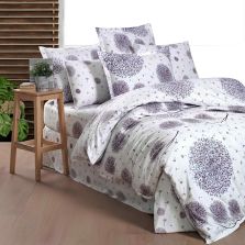 Lenjerie pat Ranforce Cotton Pro Bumbac 100%, King Size, 6 piese Moderna Alb/Mov RCP2