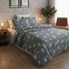 Lenjerie pat Ranforce Cotton Pro Bumbac 100%, King Size, 6 piese Moderna Gri RCP5