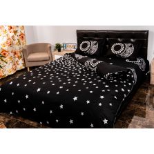 Lenjerie de pat dublu 4 piese 220 x 230 cm Digital Print 3D, Alb/Negru Stele Pucioasa 
