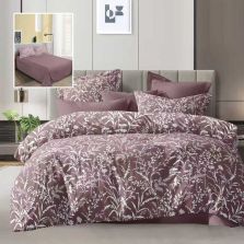 Lenjerie pat dublu Economy 4 piese, cearsaf pat 230x250 cm si pilota 200x230 cm, 2 fete perne 50x70, Eleganta Mov ECN40 Ralex Pucioasa 