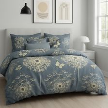 Lenjerie pat dublu ELVO 4 piese cearsaf pat 230x250 cm, pilota 200x230 cm, 2 fete perne 50x70 cm, Fluturi Galben / Gri Ralex Pucioasa